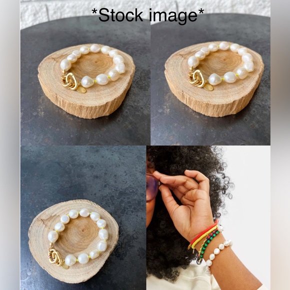 Clare V White and Gold Pearl Bracelet with Charm - Picture 4 of 4